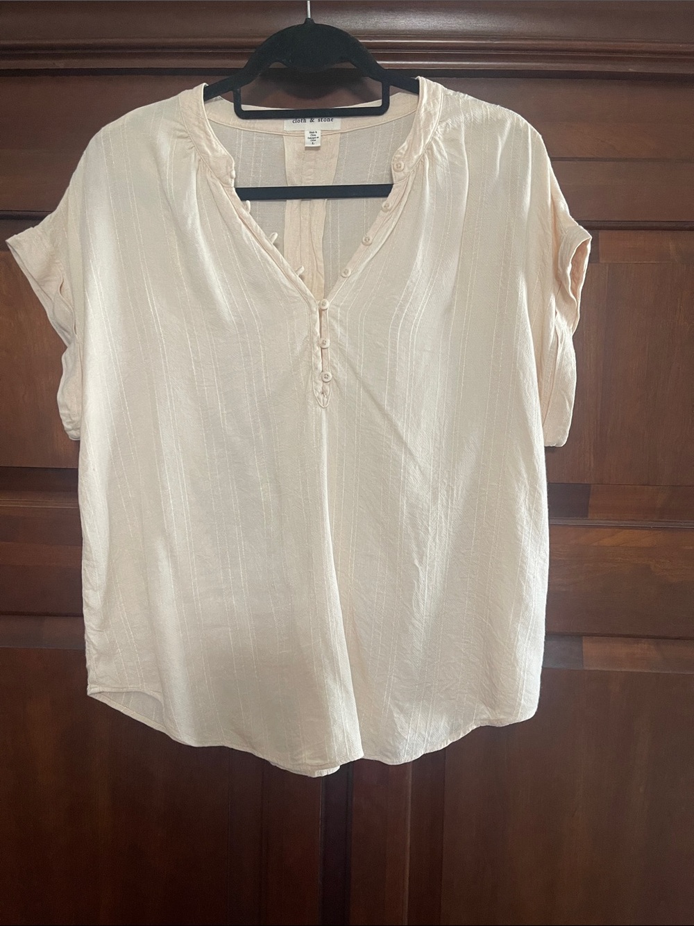 cloth & stone Cream Short-Sleeve Henley Blouse